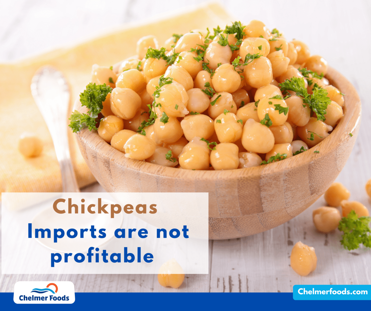 Chickpeas :  Imports are not profitable